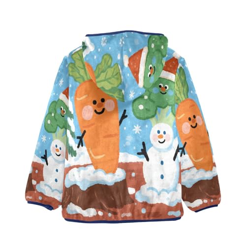 Winter Vegetables in Festive Toddler Fleece Jacket Girl Boys Hooded Fleece Jacket Coat Warm Outwear Zip-up 3-10T2