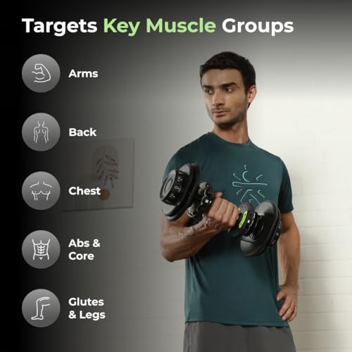 Image of Cult 16kg Adjustable Dumbbell | 12 Weight Options (1.5kg-16kg) | Quick Weight Adjustment Dial | Non-Slip Compact Home Gym Dumbbell - Black