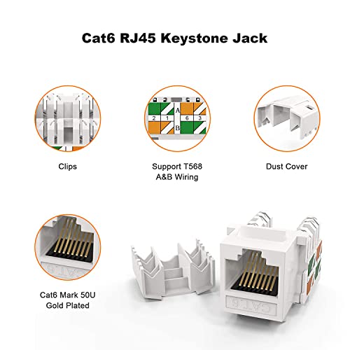 CableCreation Cat6 Keystone Jacks 10-Pack RJ45 Female miniatura 6