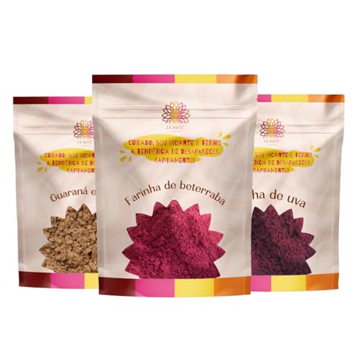 Kit Farinha de beterraba, Farinha de Uva e Guaraná em pó - 1,5Kg ...