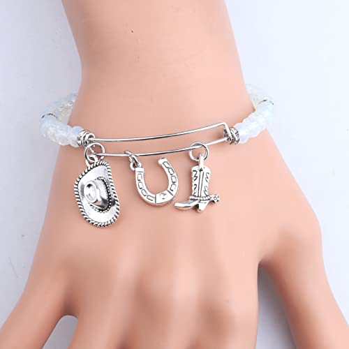 FEELMEM Cowgirl Jewelry Equestrian Bracelet Cowgirl Western Jewelry Horses Horseshoe Charm Bracelet Horse Lover Gift4
