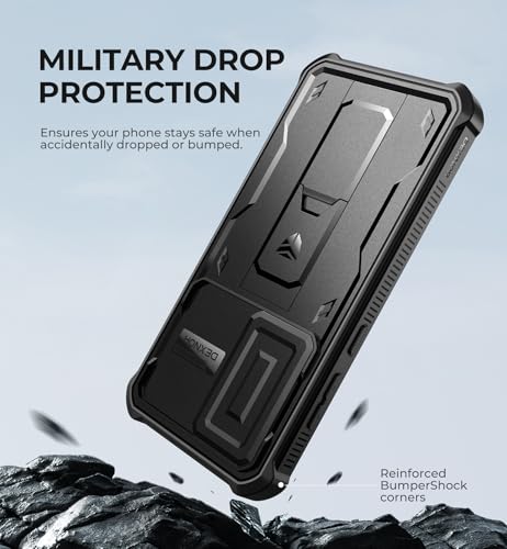 Image of Dexnor for Samsung Galaxy S24 FE Case with Built-in Slide Camera Cover & Screen Protector & Kickstand,Heavy-Duty Shockproof Rugged Case Full-Body Bumper Protective Cover for Galaxy S24 FE(2024),Black