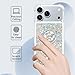 Ephoou for Apple iPhone 17 Pro Max Liquid Case for Women Girl, Glitter Cute Liquid Bling Sparkle Heart Floating Soft TPU Shockproof Cover with Diamond Ring Kickstand for iPhone 17 Pro Max LSZ-Silver