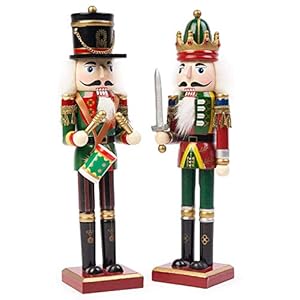 THE TWIDDLERS 2 Große Nussknacker Weihnachtsfiguren aus Holz, 30cm – Traditionelle Weihnachtsdeko