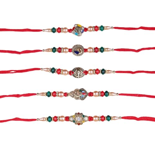 Image of Traditional Handmade Rakhi For Brothers | Designer Pearl, & Beaded Wrist Bands For Bhai| Thread Rakhi For Siblings | Elegant Handcrafted Bracelet For Raksha Bandhan