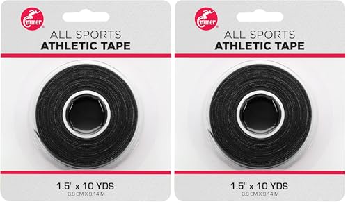 Image of Cramer Team Color Athletic Tape, Easy Tear Tape for Ankle, Wrist, & Injury Taping, Protect & Prevent Injuries, Promote Healing, 1.5 inch X 10 Yard Roll, Colored AT Tape, Black, Single roll (Pack of 2)