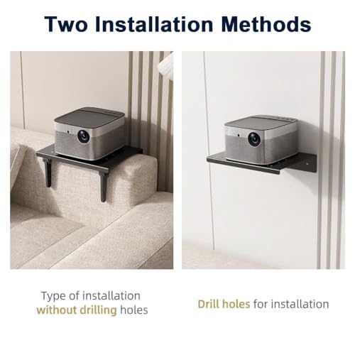 Image of ZORBES Metal Projector Stand Wall Mount No-Drill Ventilated Adjustable