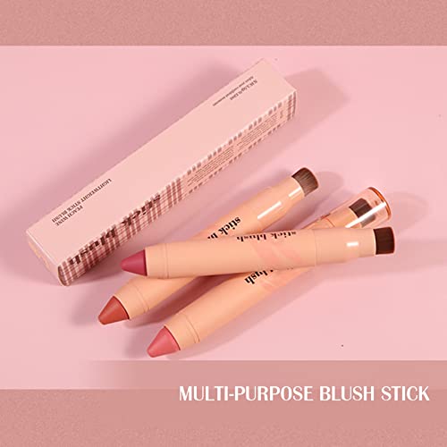 Prreal Blush Stick, Cream Blush Stick with Brush, 3 In 1 Multi Blush Stick for Cheeks & Lips & Eyeshadow, Waterproof Blush Face Stick Lightweight Natural Blush Makeup Stick for All Skin Tones(01) - Image 7