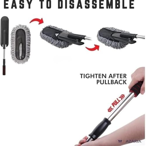 Image of 4 PCS Microfiber Car Duster Kit Interior & Exterior Car Cleaning Detailing Tool Scratch & Lint Free, Pollen Removing Extendable Long Handle Duster for Car & Motorcycle car (Car Duster Kit)