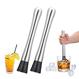 2 PCS Muddler for Cocktails,8" Stainless Steel Cocktail Muddler for Lemonade, Lemon Smasher Bartender Accessories, Crushes Ice,Fruits & Herbs, Bartender Tool for Home,Bar Use,Lemonade stand supplies
