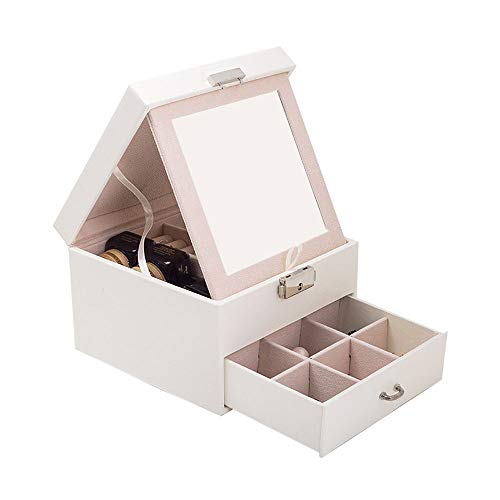 Preisvergleich Produktbild JBVG Aufbewahrungsbox Für Badezimmerkosmetik Große Kapazität Multi-Gitter-Aufbewahrungsbehälter mit Spiegel Lippenstift Ring Halskette BewahreSie Kosmetika Ordentlich Auf