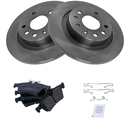 Image of TRQ Rear Brake Pad and Rotor Set Ceramic Solid Rotors