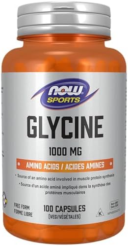 NOW Sports Glycine 1000 mg Vegetable Capsules, 100 Count