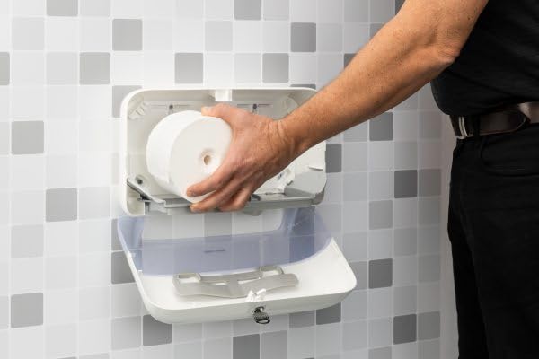 Tork OptiServe 2-Roll Coreless Toilet Paper Dispenser White T7/T5, Horizontal Dispenser, Elevation Design, 558060