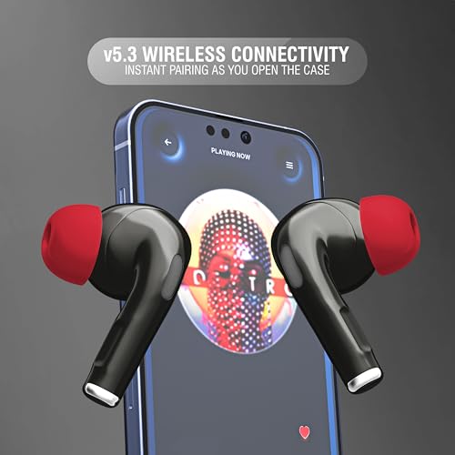 Image of UBON Air Tiger J26 Bluetooth TWS Earbuds with 40H Playtime, 500H Standby, ANR Noise Reduction, Low Latency, Fast Charging, v5.3 Bluetooth, Touch Controls & Mic Wireless Earphones (Black)