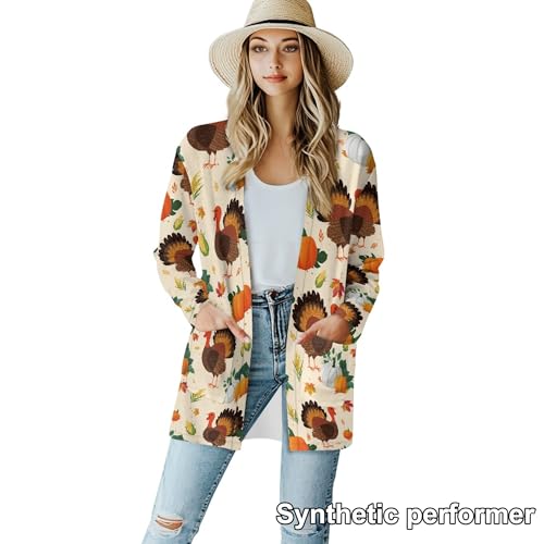 Image of Fall Maple Leaf Cardigan Sweaters for Women Long Sleeve Cardigan Soft Drape Open Front Dusters V-Neck Jackets Dressy