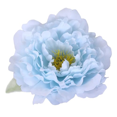 Whakano 10 piezas de flores de peonía cabezas de flores de 12,5 cm, flores artificiales para manualidades, ramo de novia, hogar, decoración de mesa, álbum de recortes, fiesta de boda, azul claro