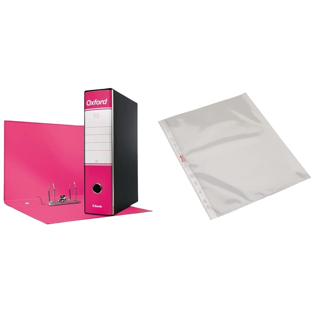 Esselte G85 OXFORD Registratore protocollo 8 cm Fucsia + 1 conf buste DELUXE