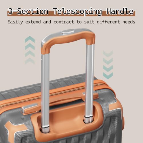 Image of Melalenia Luggage Sets 5 Piece Hard Shell Carry on Suitcase with Spinner Wheels and TSA Lock, Lightweight Travel Backpack for Women, Men, Grey Brown
