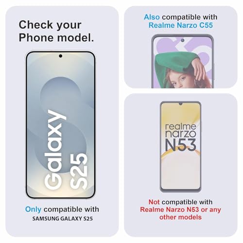Image of SPAIZZEN Tempered Glass Screen Protector Compatible for Samsung Galaxy S25 5G / Samsung Galaxy S25 with Edge to Edge Coverage and Easy Installation Kit