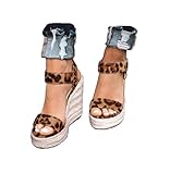 VICKI·VICKI Women's Wedges Sandals Platform Wedge Heels Espadrilles Women Shoes Sandals Leopard Size 8