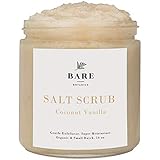 Bare Botanics Body Scrub (Coconut Vanilla) – Gentle Exfoliator & Super Moisturizer | All Natural, Non-Greasy, No Synthetic Fragrances, No Nut Oils | Salt Scrub