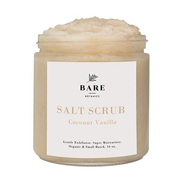 Bare-Botanics-Body-Scrub-Coconut-Vanilla--Gentle-Exfoliator-Super-Moisturizer-All-Natural-Non-Greasy-No-Synthetic-Fragrances-No-Nut-Oils-Salt-Scrub Bare Botanics Coconut Vanilla Body Scrub 24oz | Made in Madison, WI | All Natural Sea Salt Exfoliator w/ Skin Loving Moisturizers | Vegan & Cruelty Free | Gift Ready Packaging w/ a Cute Wooden Spoon
