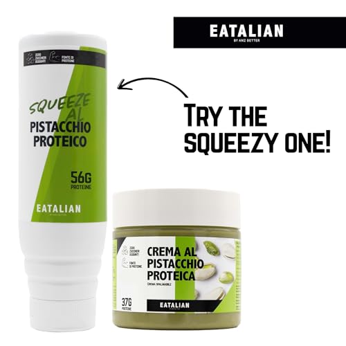 EATALIAN by AMZ BETTER Protein-Pistaziencreme, Köstliche streichfähige Creme mit Süßem und Einzigartigem Geschmack, mit 94 g Protein, Ideal auf Brot, für Dubai Chocolate, 500 gr Made in Italy