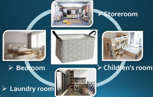 Image of Baby Storage Basket Nursery Box Laundry Hamper Organization Bins for Toys and Clothes with Handles (Geometric)