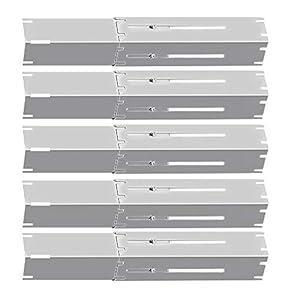 BBQ funland Universal Adjustable Stainless Steel Heat Plate Shield, Heat Tent, Flavorizer Bar, Burner Cover, Flame Tamer Replacement for Gas Grill,Extends from 11.75″ up to 21″ L (5-Pack)