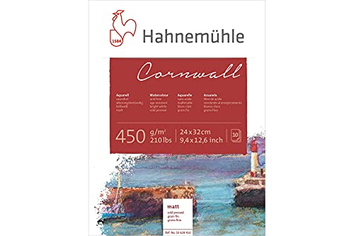 Hahnemuhle, Cornwall Block de 10 Hojas -450g/m2. (210lb) 24x32cm Mate Cover