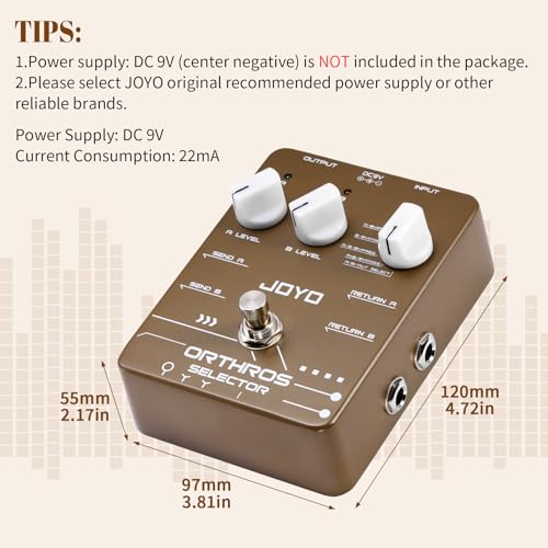 Image of JOYO Dual Effects Line Selector Guitar Pedal, 6-Mode A /B Switcher with Independent Volume Control, Bypass (ORTHROS SELECTOR JF-24)