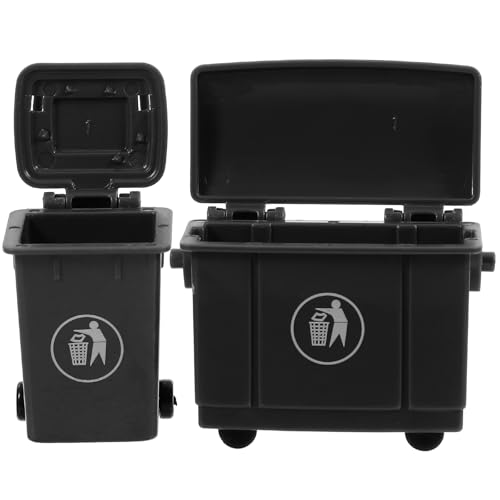LOGOFUN 2pcs Doll House Miniature Trash Can Mini Garbage Can Model Tiny Trash Bin Scene Prop for Dollhouse Furniture Accessories - Black 5.60x4.10x3.00cm/2.20x1.6x1.1in 2.80x4.10x3.00cm/1.1x1.1x1.6in