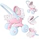 HTI Toys & Games BabyBoo 4-in-1 Mein Erster Puppenwagen – Puppenwagen mit 4 Einstellbaren Modi – Puppenbuggy, Puppentrage, Puppen Autositz | Spielzeug für Mädchen und Jungen ab 18 Monate