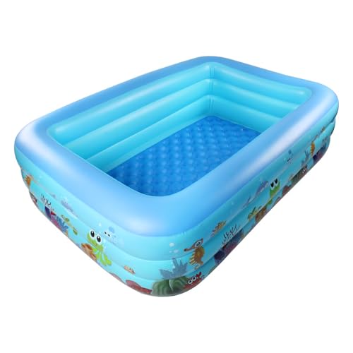 Piscina inflable Piscina Hinchable Rectangular-Piscina con estampado bonita y elegante,con fondo de burbujas antideslizante y resistente al desgaste-para Trasero jardín balcón(Color: rosa,azul）