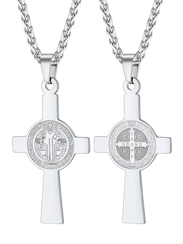 Image of U7 Saint Michael Necklace for Men,Stainless Steel /18K Gold Plated St Michael Archangel /Saint Benedict /Saint Christopher Pendant Amulet Necklace for Men Women