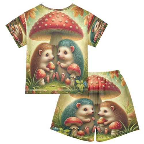 Hedgehog Cute Pajama Set Short Sleeve PJ Set Cotton Summer Pajamas Sleepwear Soft 5Y2