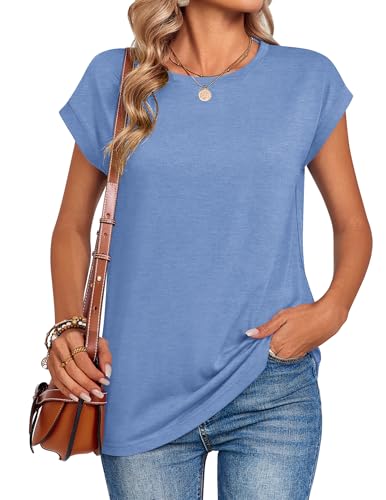 Image of Zeagoo Womens Tops Summer Casual Cap Sleeve Tshirts Shirts Business Dressy Spring Fashion Outfits Trendy Clothes