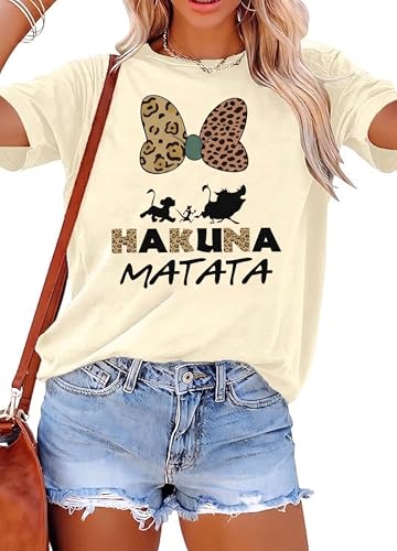 Women Womens T-Shirt Cute Animal Kingdom Graphic Funny Vacation Holiday Tees Pale Yellow