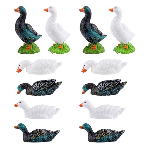 Framendino, 12 Pack Mini Resin Duck & Goose Figurines Miniature