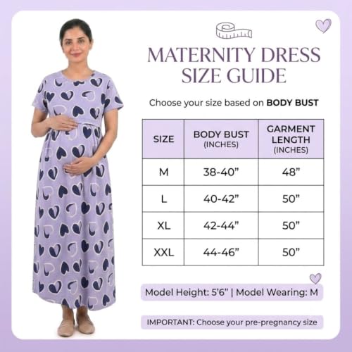 Image of Zero Clothing Feeding Dress for New Moms Casual Loungewear Ankle Length | Cotton Maternity Nighty | Zipless Feeding Dresses for Women | Pregnancy & Nursing Wear