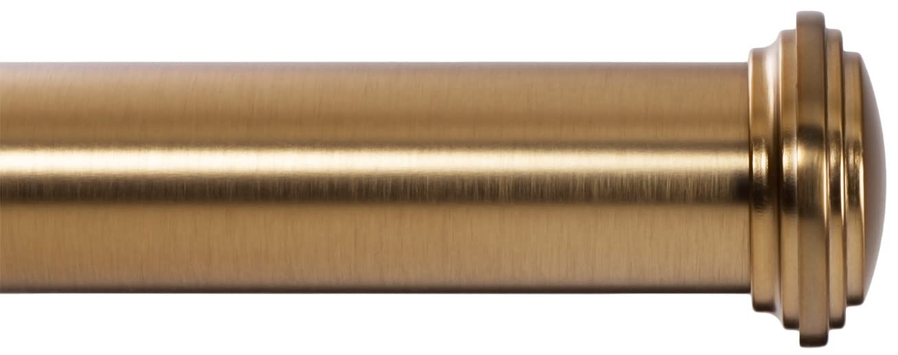 Ivilon Window Curtain Rod Decorative End Cap Design, 1 Inch Rod, 120 to 240 Inch. Warm Gold