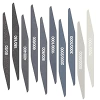 Honoson 10 Stück Polieren Schleifstäbe für Kunststoff Modelle Verschiedene Körnungen Schleifstäbe Handwerk Polierstab Metall Holz Schleifpapier Werkzeug(Niedrige Körnung,Doppelwinkelform)