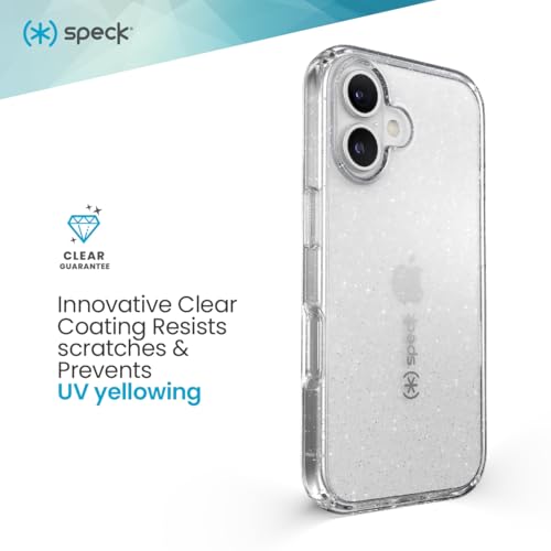 Image of Speck Clear iPhone 16 Case - Slim GemShell Phone Case - Clear /Platinum Glitter
