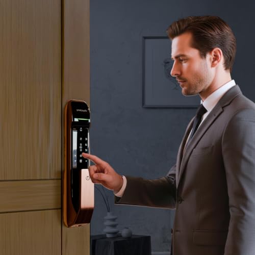 Image of Onetouch Smart Digital Door Lock OT500 (RF) | Fingerprint | RFID | PIN | Mechanical Key | Strong Mortise SS304 | Electroplated Finish | Video Door Phone Integration | Smartphone Integration (Bronze)