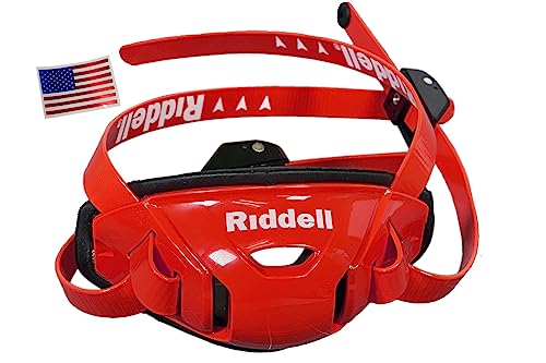 Green Gridiron Riddell SpeedFlex Hard Cup Cam-Loc Chinstrap + Chrome US Flag Helmet Decal (Small, Scarlet Red)