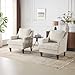 VINGLI Mid-Century Modern Accent Chairs Set of 2, Beige Upholstered Armchair Comfy Sofa Chairs Reading Chair High Back for Living Room Bedroom Furniture Apartment
