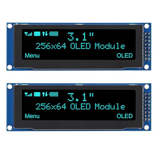 DWEII 2 unidades de pantalla OLED de 3.1 pulgadas 256x64 OLED LCD Display SSD1322 módulo de 16 pines para Arduino (azul)
