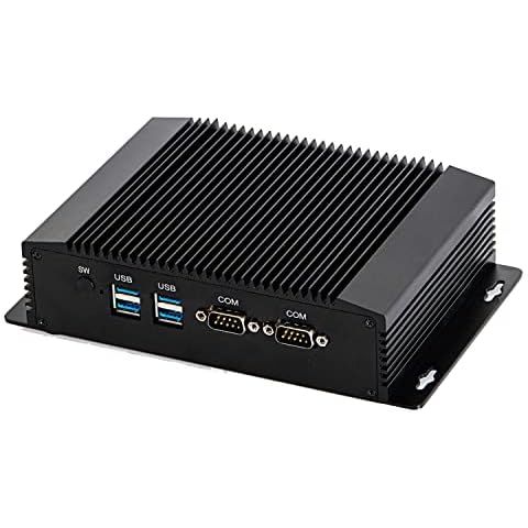 Industrial Embedded PC, Fanless Mini Computer, IPC, Intel Core I3 4005U, Windows 11 or Linux Ubuntu, HUNSN IM08, AC WiFi, BT, VGA, HDMI, 2 x LAN, 2 x COM RS232, 4 x USB3.0, 8G RAM, 256G SSD, 1TB HDD Cover