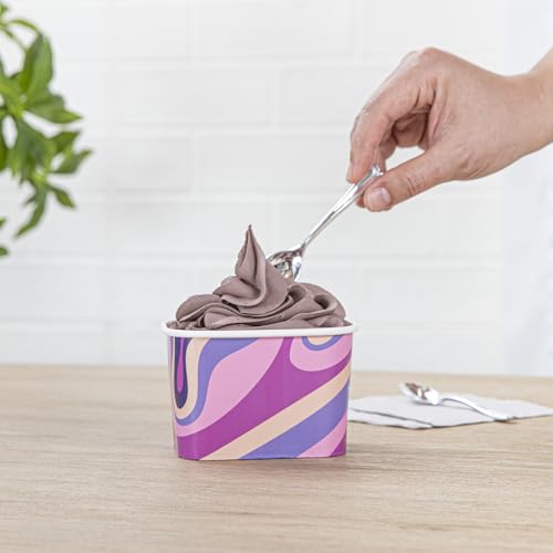 Image of Restaurantware Paper Cups 50 Count 12 Ounce Square Disposable Ice Cream Containers, Leak-Resistant Paper Dessert To Go Cups, Hot And Cold Food, Durable Midnight Groove Ombre Design